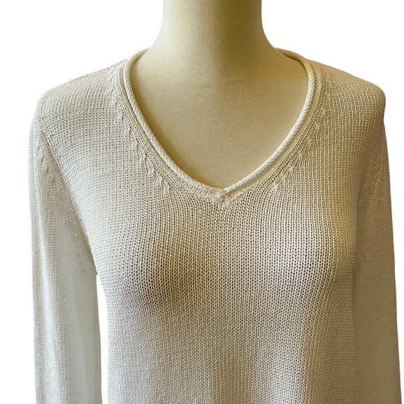 J MCLAUGHLIN CALLUM SWEATER M V NECK HAVANA KNIT YARN RELAXED CASUAL - Picture 3 of 12